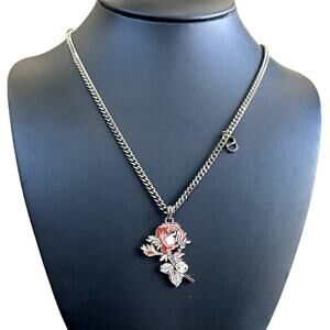 Dior Necklace with Rose Pendant | Silver | Luxury Jewelry